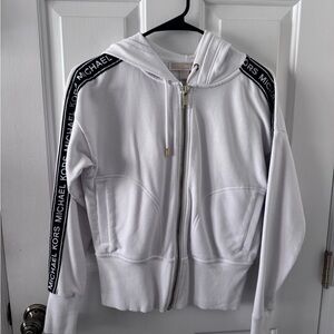 MICHAEL Michael Kors White Hoodie with Gold-Tone Hardware